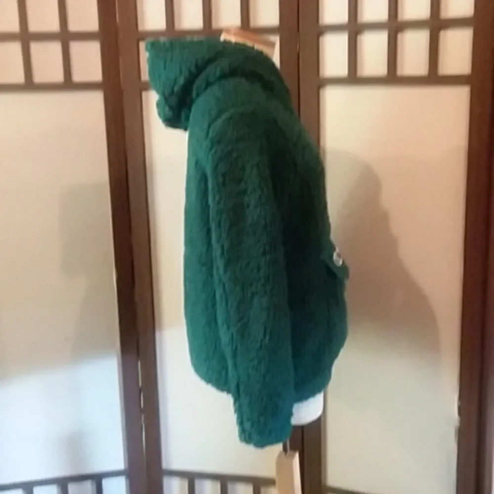 Champion teddy bear hoodie deep green sz M - Picture 4 of 9